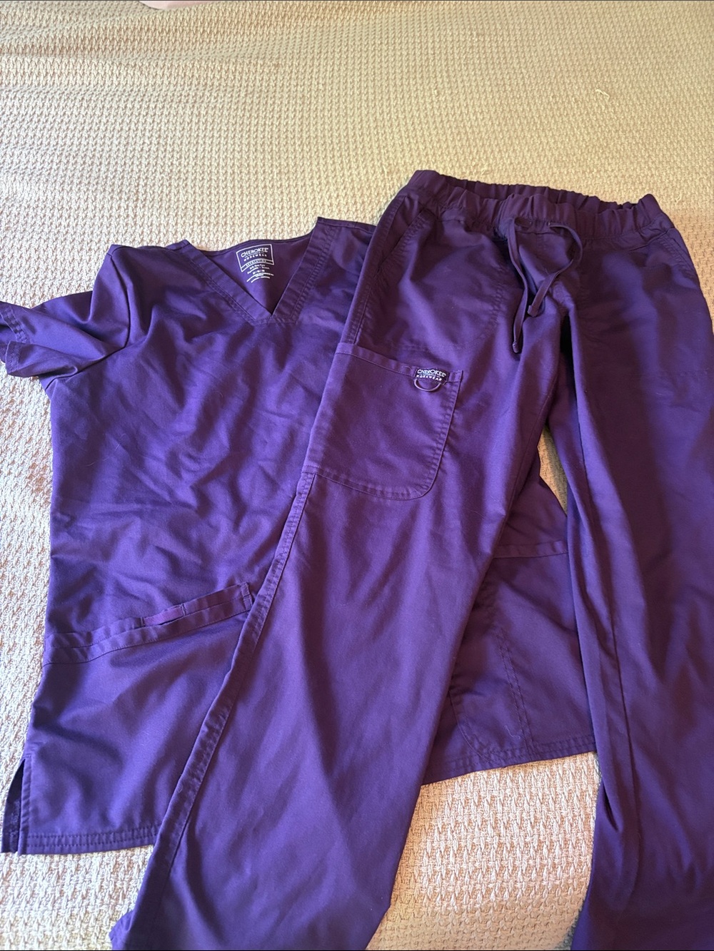 Cherokee Workwear Deep Purple V-Neck Scrub Top and Pant